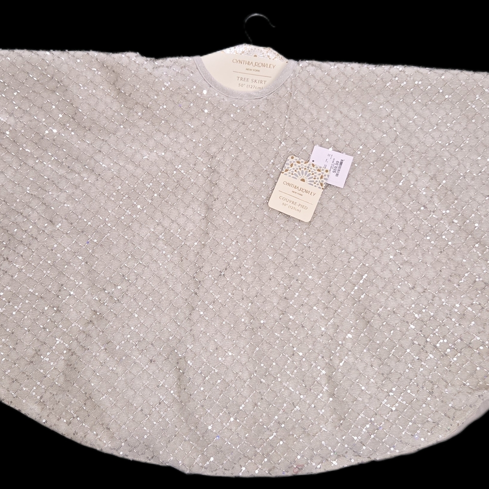 Cynthia Rowley Silver Christmas Tree Skirt 50"